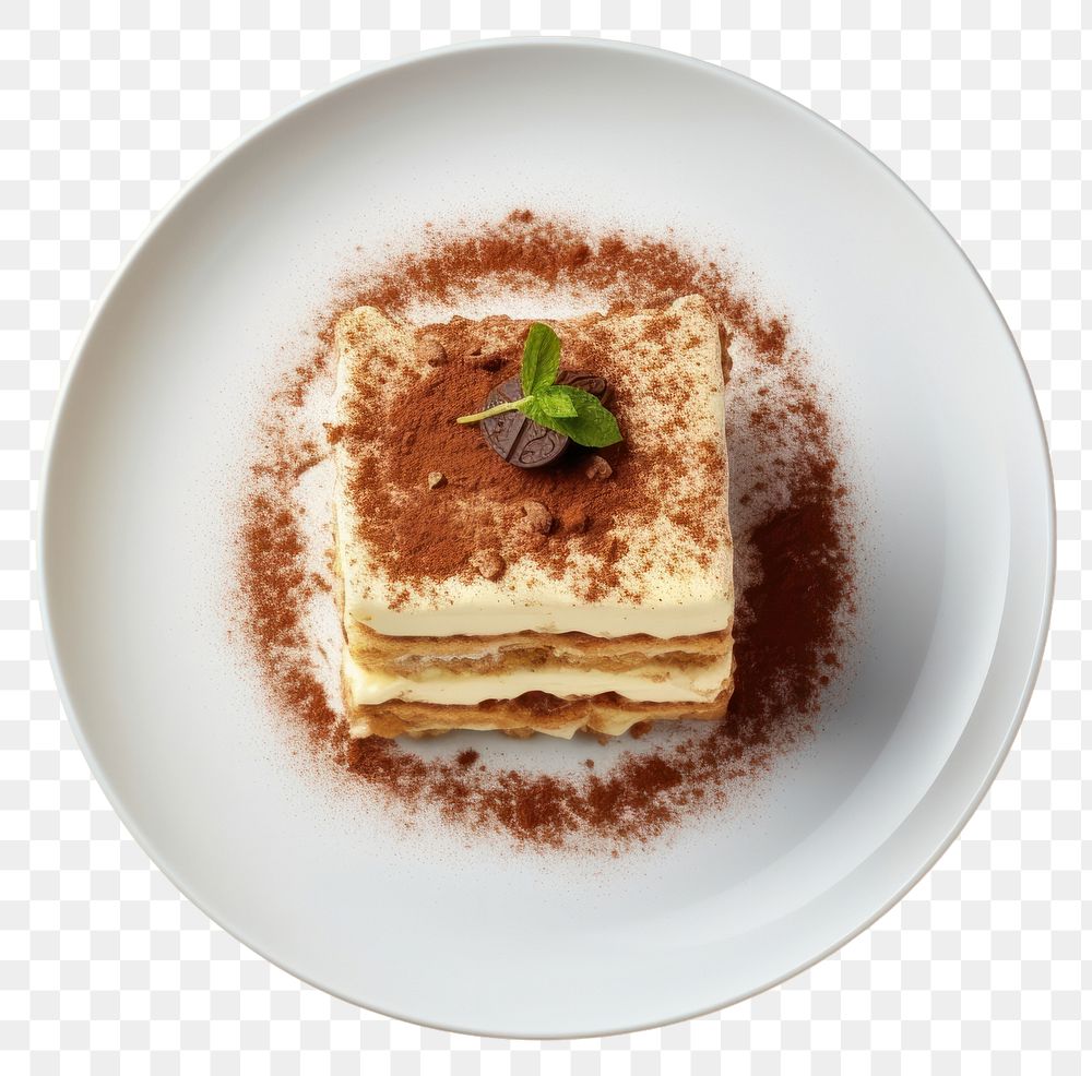 PNG  Tiramisu tiramisu dessert plate. AI generated Image by rawpixel.