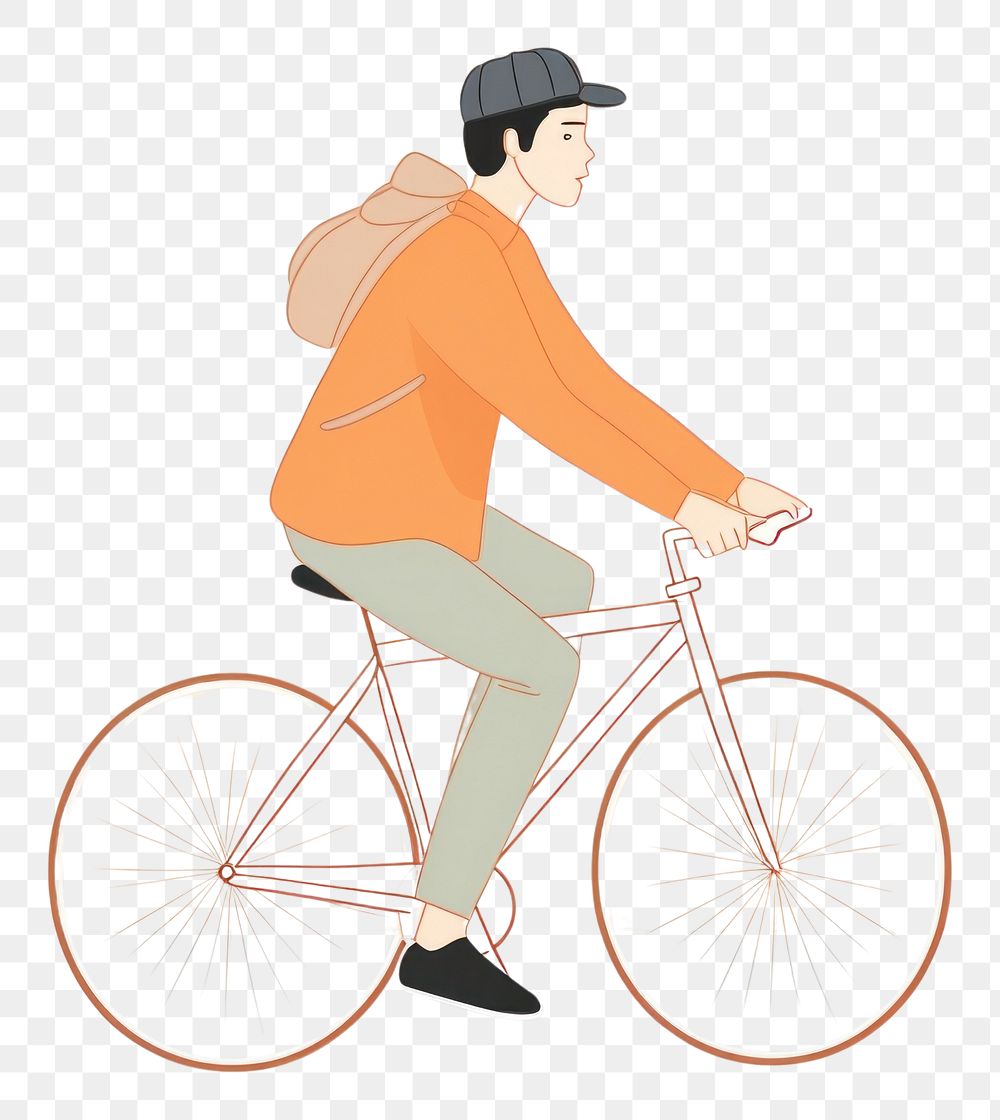 PNG Man bicycling in the asian city bicycle vehicle cartoon. AI generated Image by rawpixel.