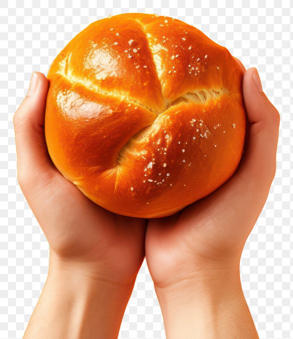 PNG  Delicious bun holding bread food. AI generated Image by rawpixel.