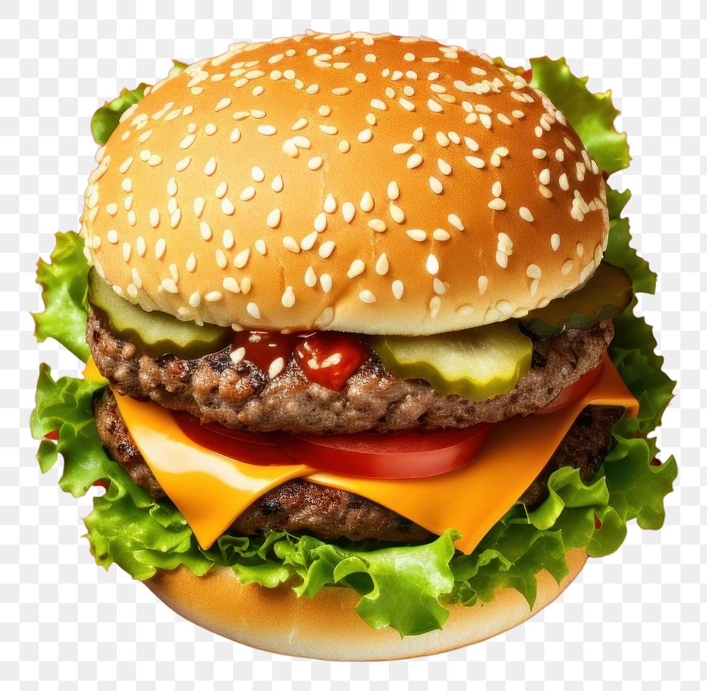 PNG  Burger food hamburger vegetable. AI generated Image by rawpixel.