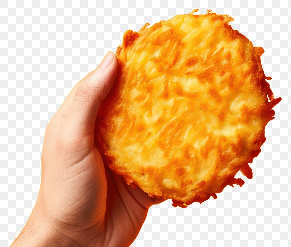 PNG Delicious hash brown holding food hand. 