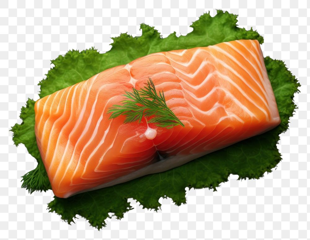 PNG  Salmon sashimi seafood green vegetable. AI generated Image by rawpixel.