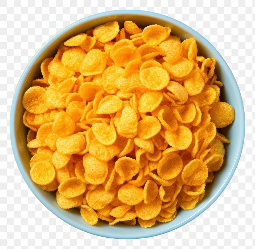 PNG  Corn flakes in bowl food freshness abundance. AI generated Image by rawpixel.