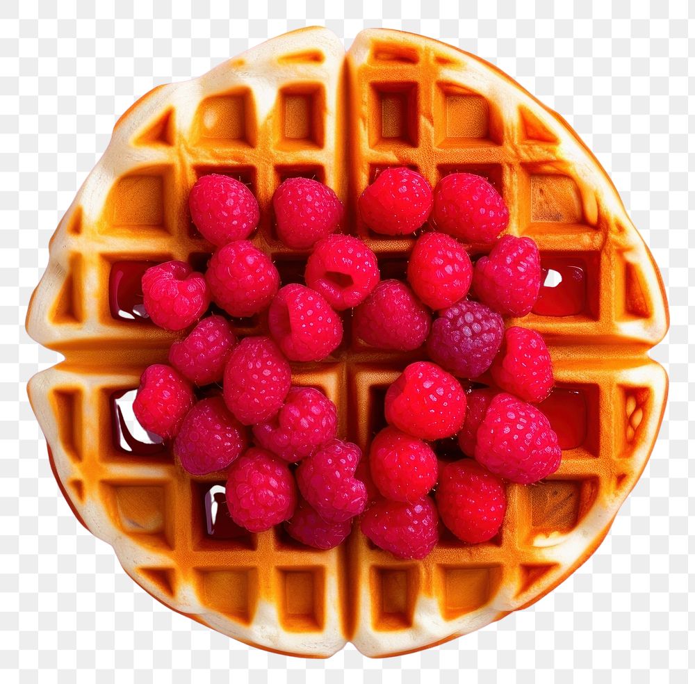 PNG  Waffle raspberry dessert fruit. AI generated Image by rawpixel.