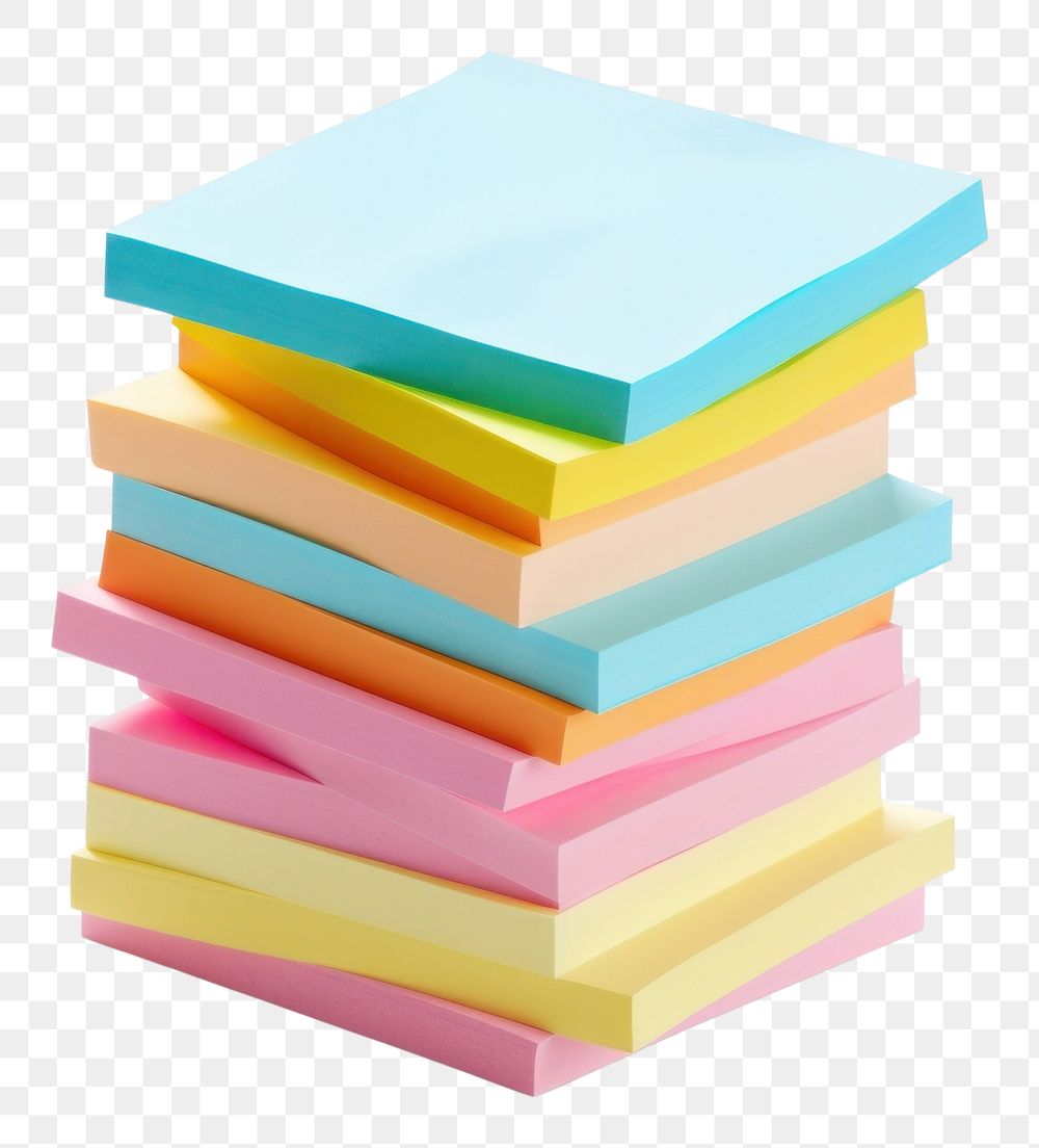 PNG Sticky notes pile paper file white background. AI generated Image by rawpixel.