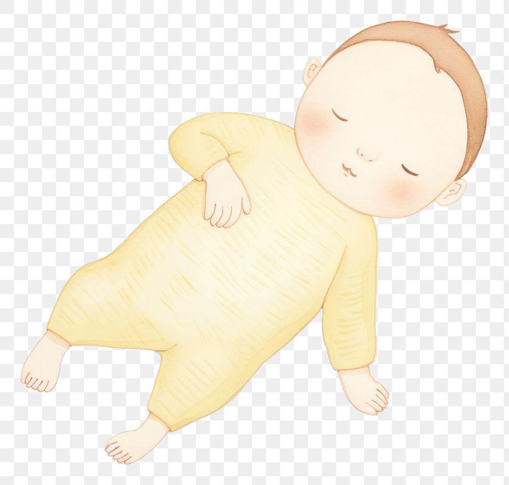 PNG Baby new born sleeping sketch child white background. AI generated Image by rawpixel.