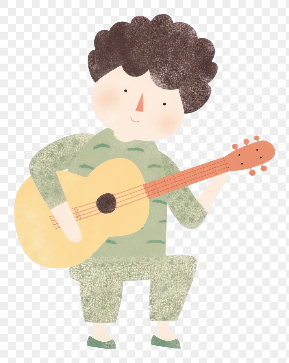 PNG Boy character playing guitar white background performance creativity. AI generated Image by rawpixel.