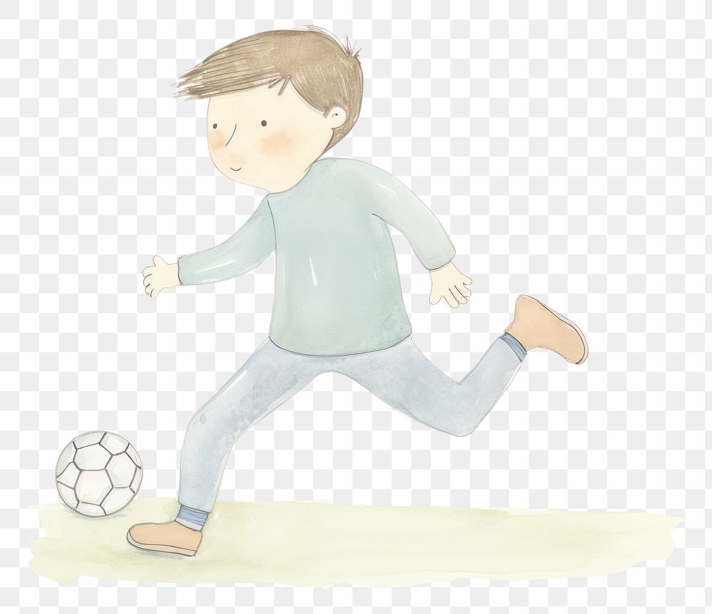 PNG Boy playing soccer character football drawing sports. 