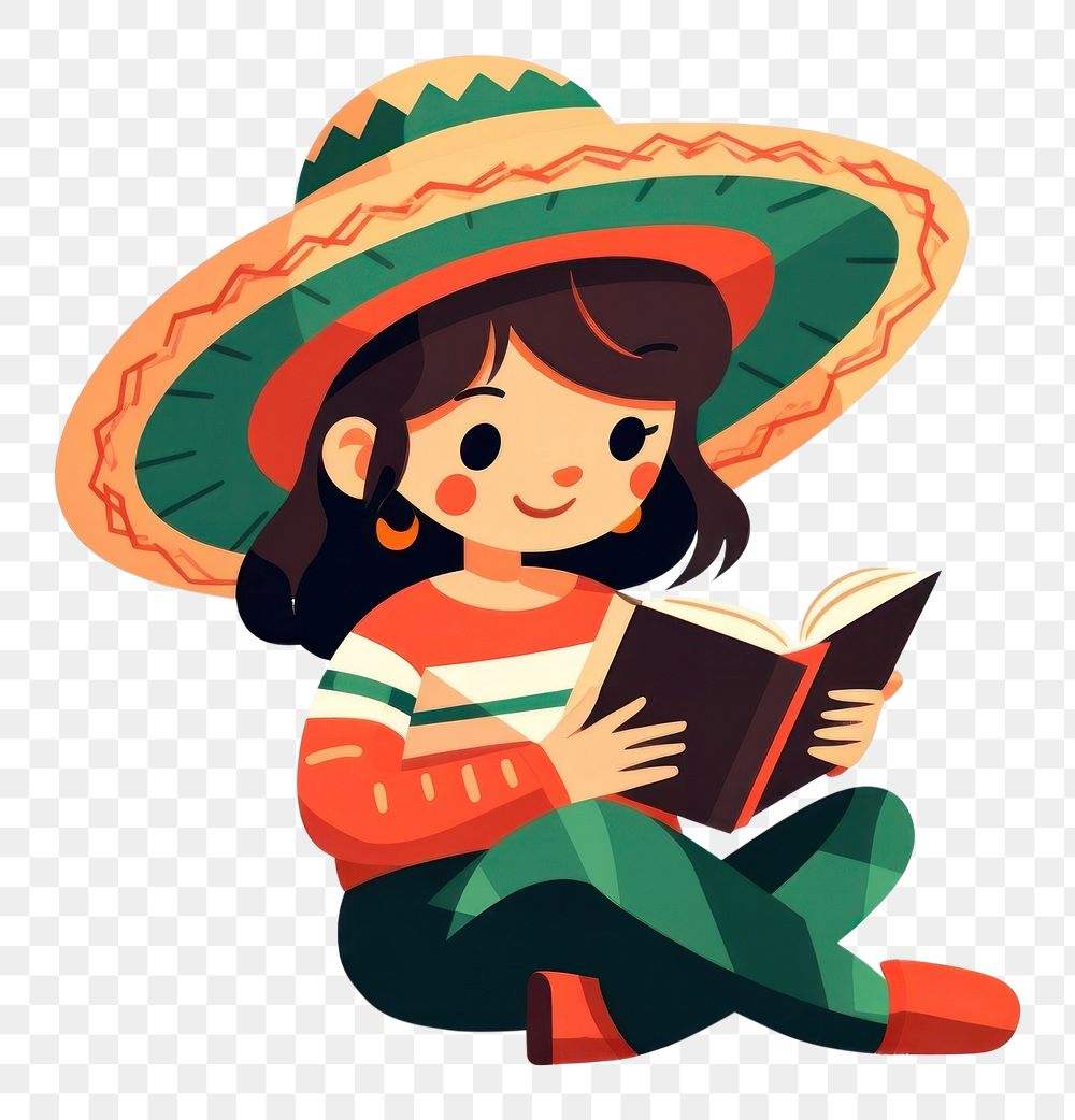 PNG Reading book sombrero cute relaxation. AI generated Image by rawpixel.
