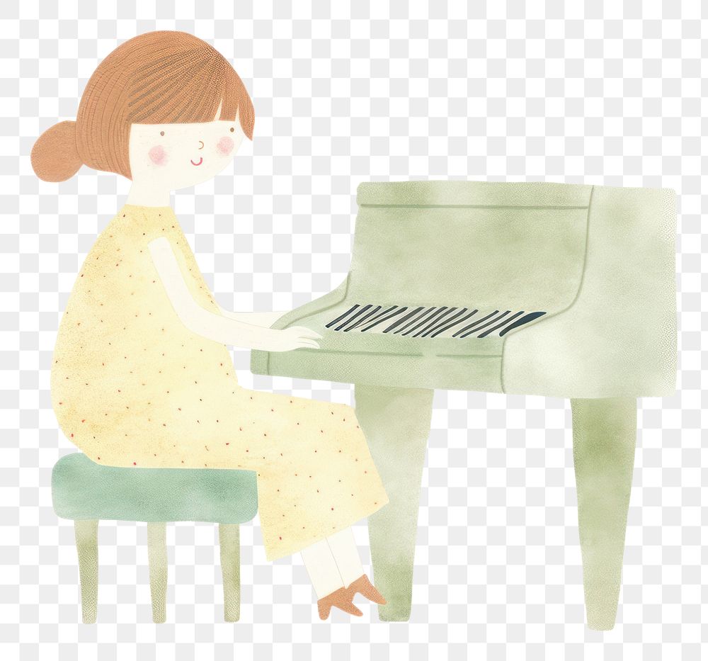 PNG Girl character playing piano keyboard musician pianist. AI generated Image by rawpixel.