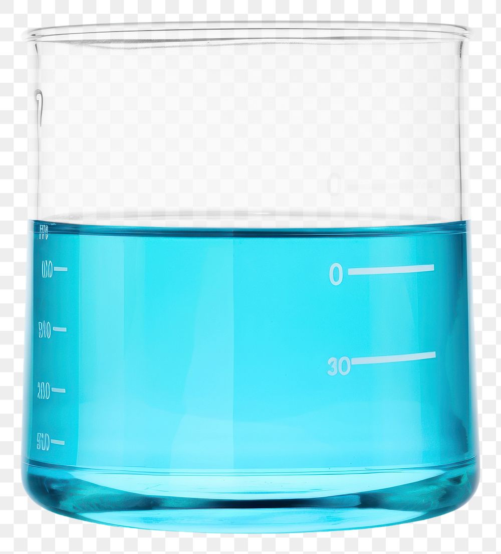 PNG Beaker glass in water blue bottle white background biotechnology. AI generated Image by rawpixel.