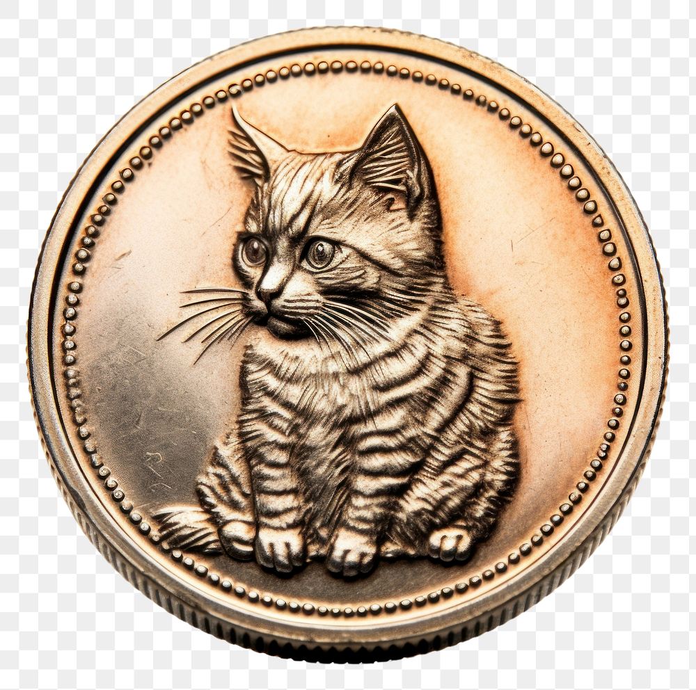 PNG A coin of cat animal mammal locket. AI generated Image by rawpixel.