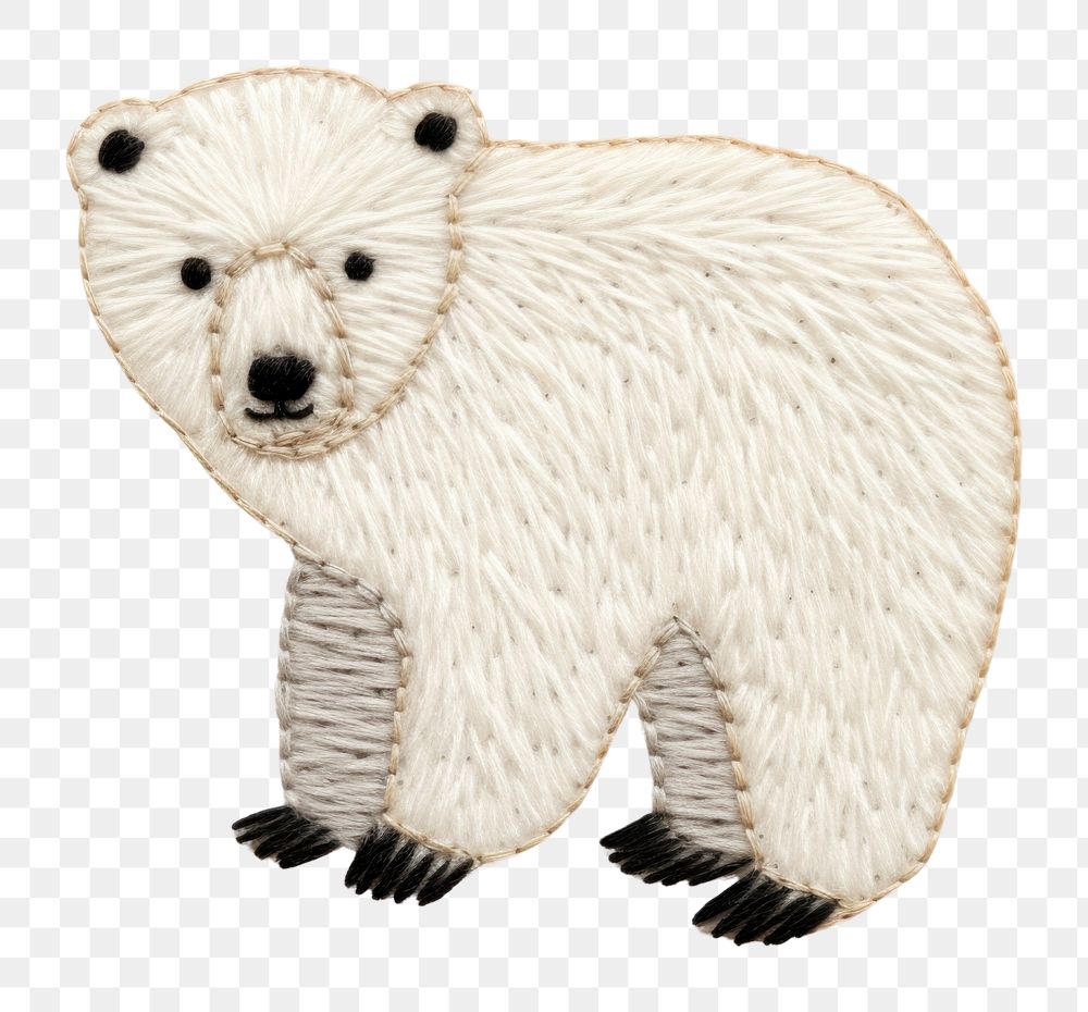 PNG Polar bear embroidery textile pattern animal. 
