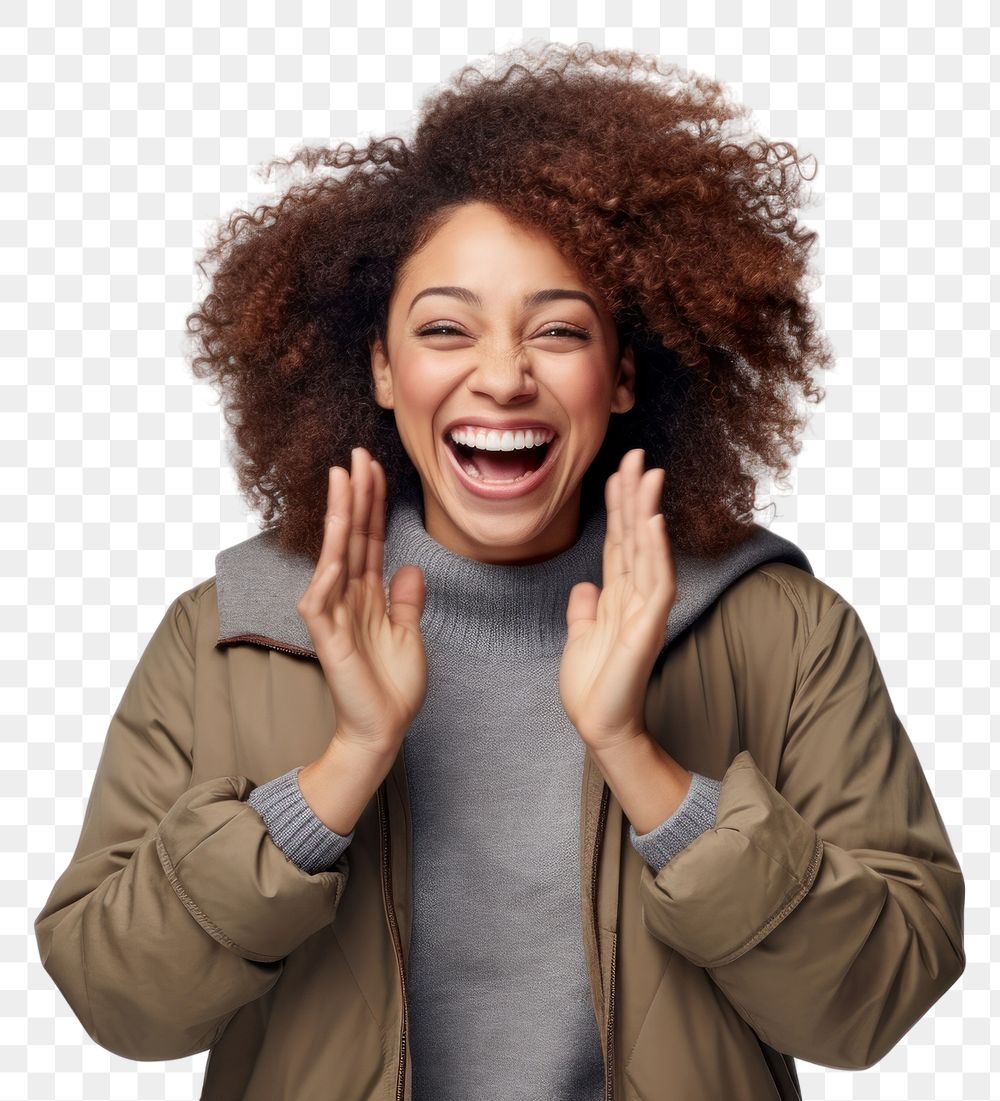 PNG  African american woman laughing smiling adult. AI generated Image by rawpixel.