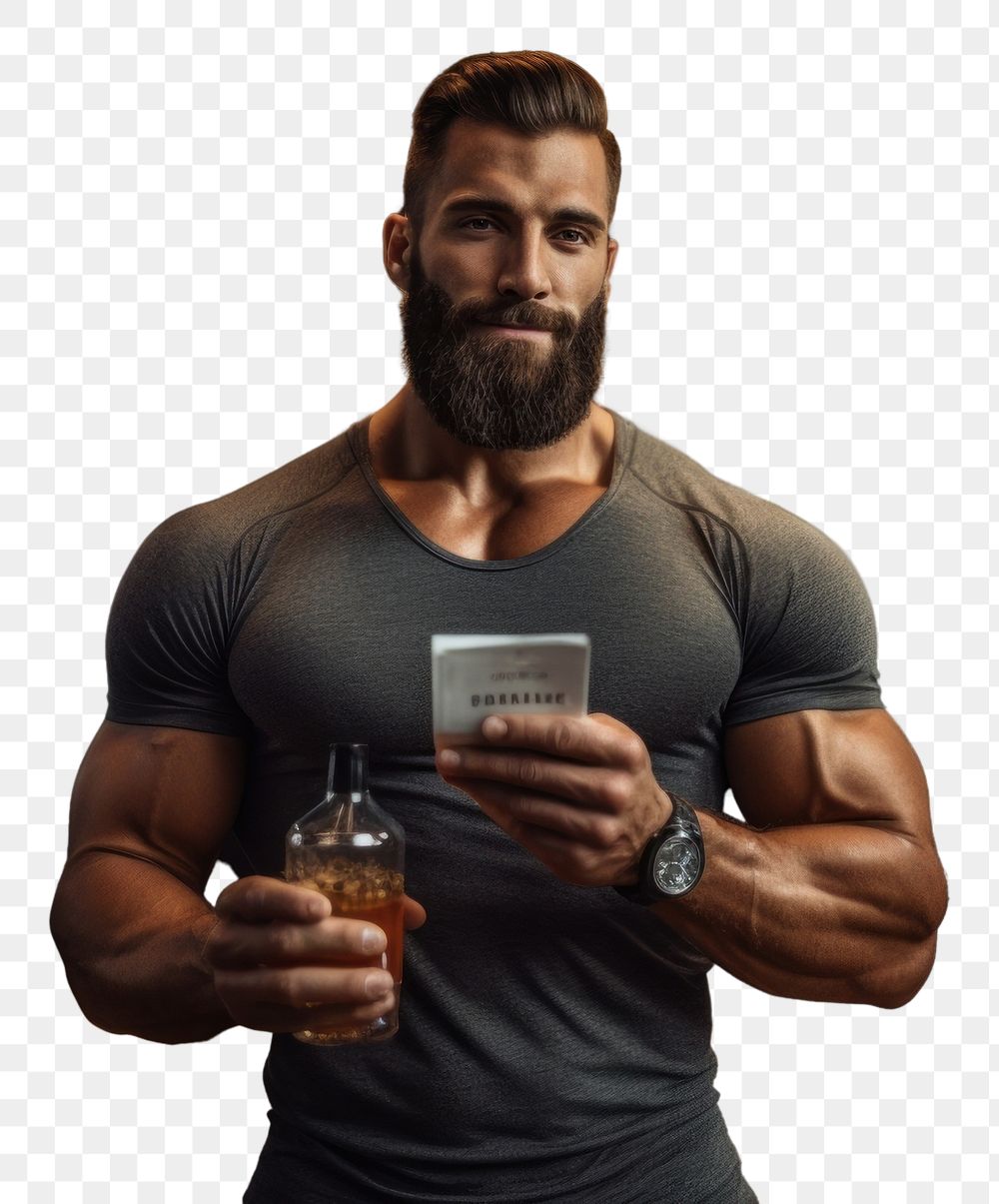 PNG  Drink checker portrait adult beard. AI generated Image by rawpixel.