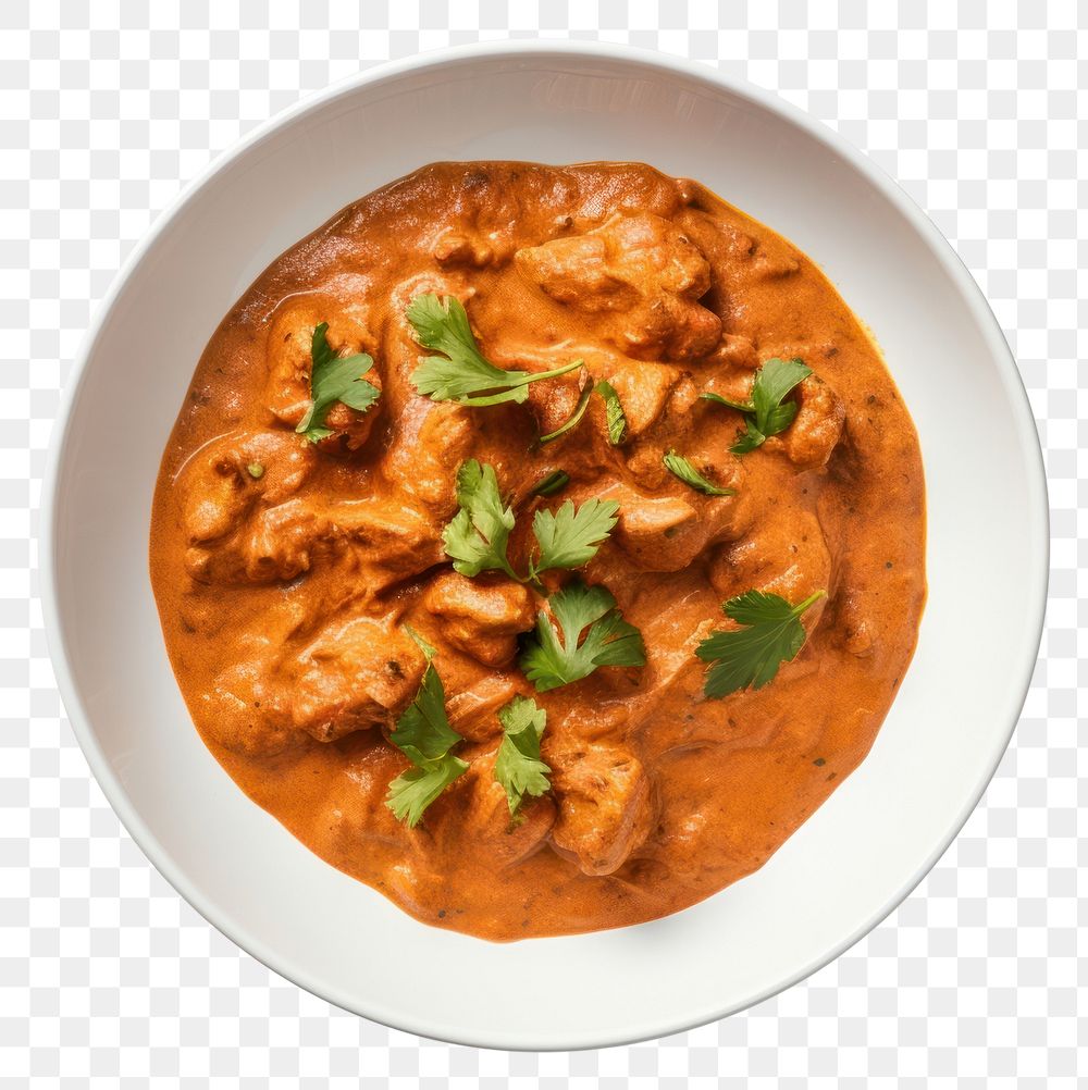 PNG  Indian butter chicken curry plate food meat. AI generated Image by rawpixel.