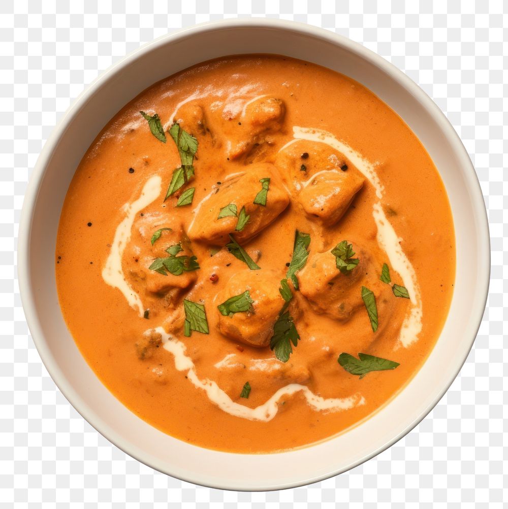 PNG  Indian butter chicken curry gravy plate food. AI generated Image by rawpixel.
