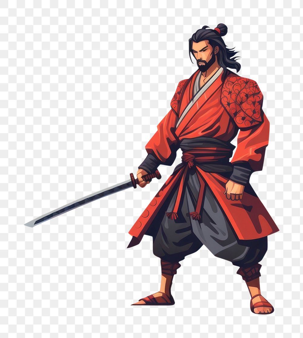 PNG Samurai cartoon weapon adult. AI generated Image by rawpixel.