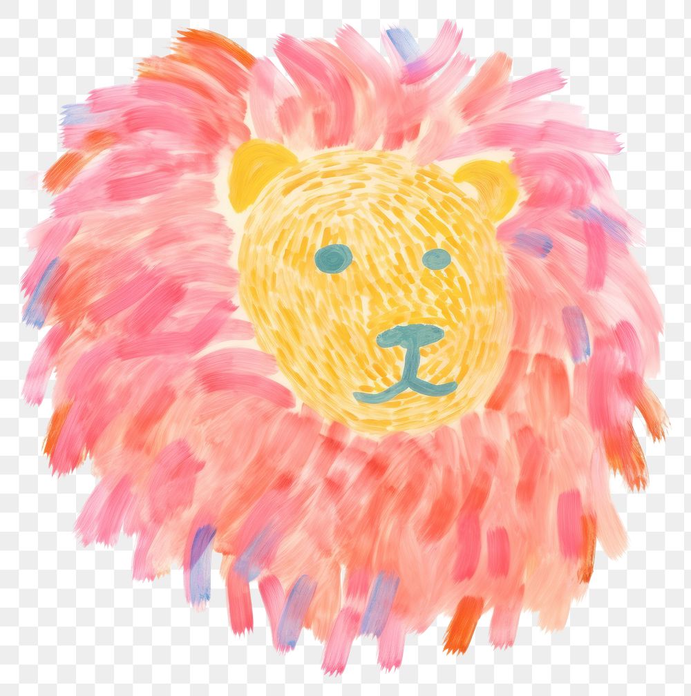 PNG Lion art paint white background. AI generated Image by rawpixel.