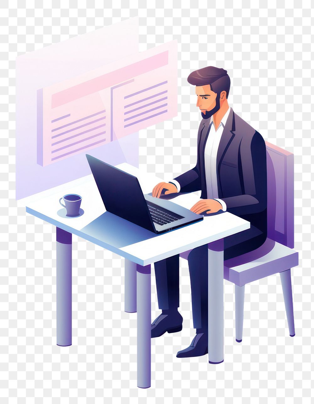 PNG Business man using computer furniture sitting laptop. AI generated Image by rawpixel.