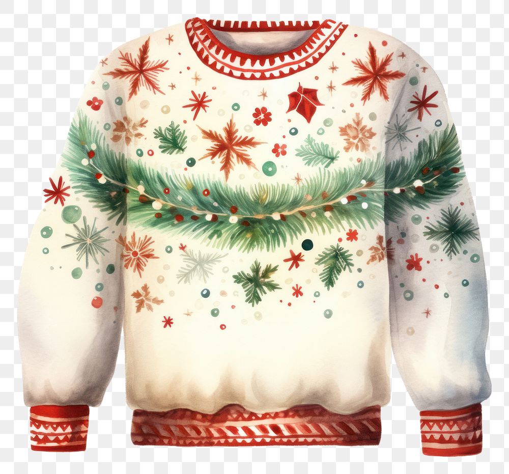 PNG Christmas sweater sweatshirt pattern white background. AI generated Image by rawpixel.