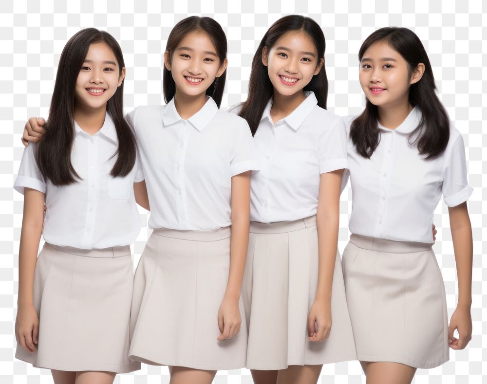 PNG Southeast Asian students blouse skirt happy. AI generated Image by rawpixel.