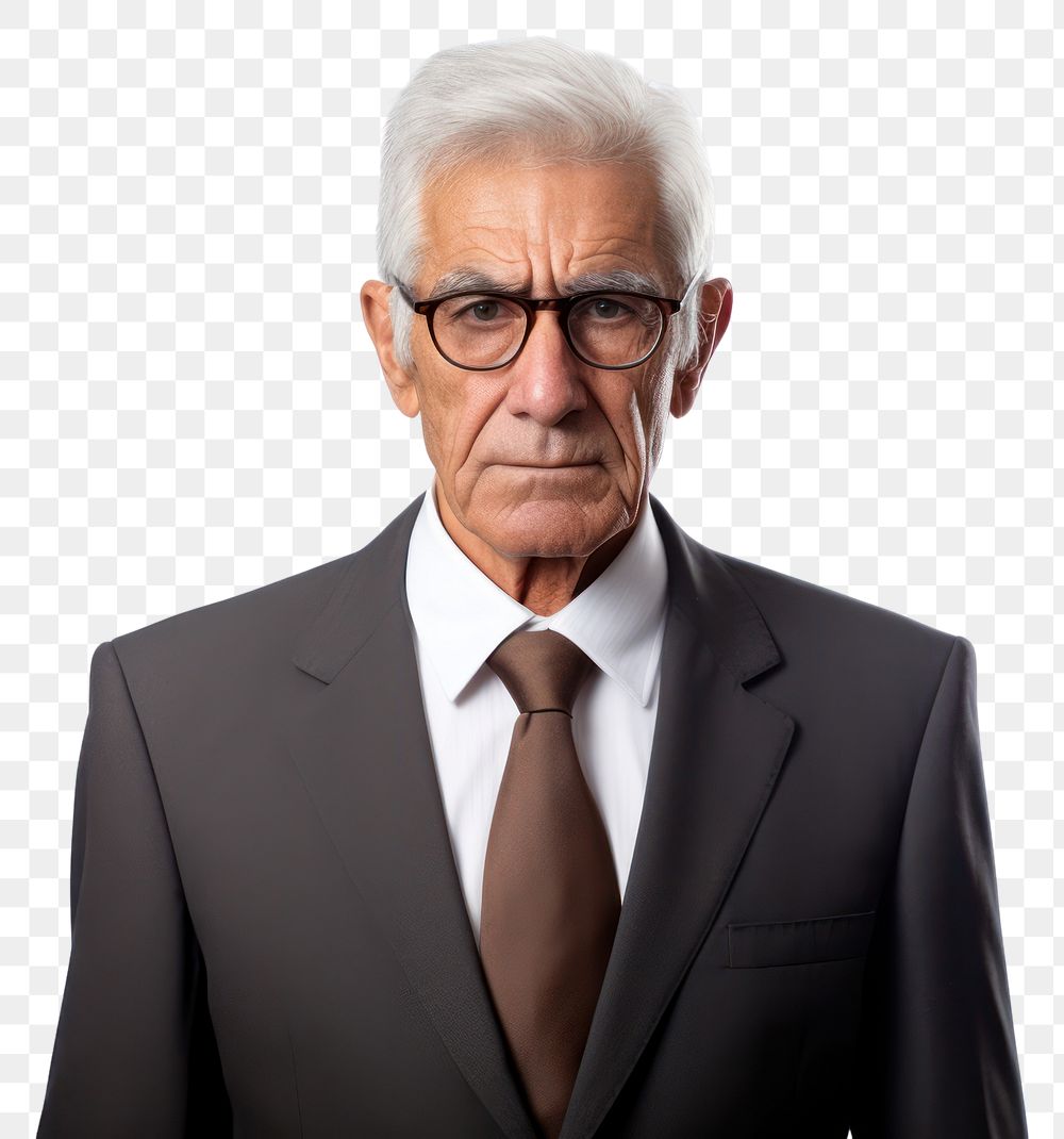 PNG Cool old man wearing a business suit photography portrait glasses. AI generated Image by rawpixel.