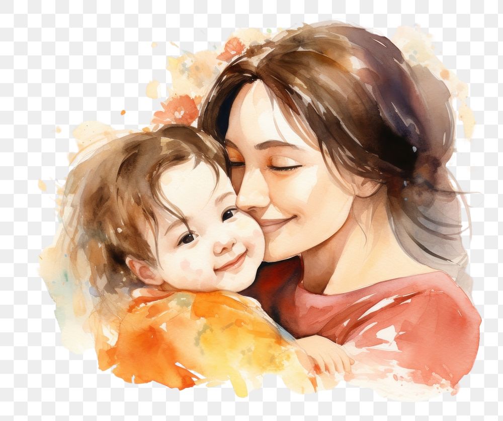 PNG Mother portrait smiling kissing. AI generated Image by rawpixel.