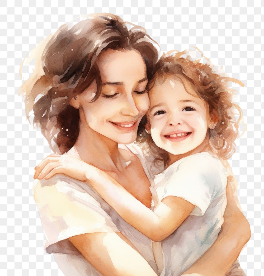 PNG Mother portrait smiling hugging. AI generated Image by rawpixel.