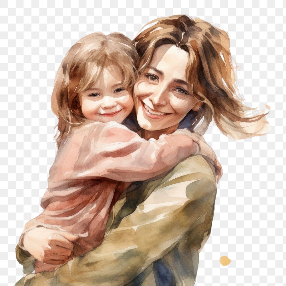 PNG Mother portrait smiling hugging. AI generated Image by rawpixel.
