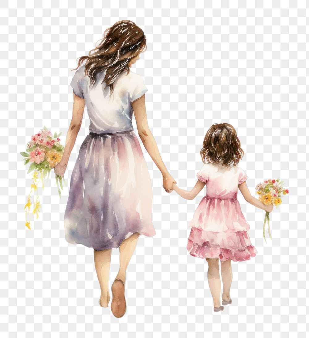 PNG Mothers walking flower child. AI generated Image by rawpixel.