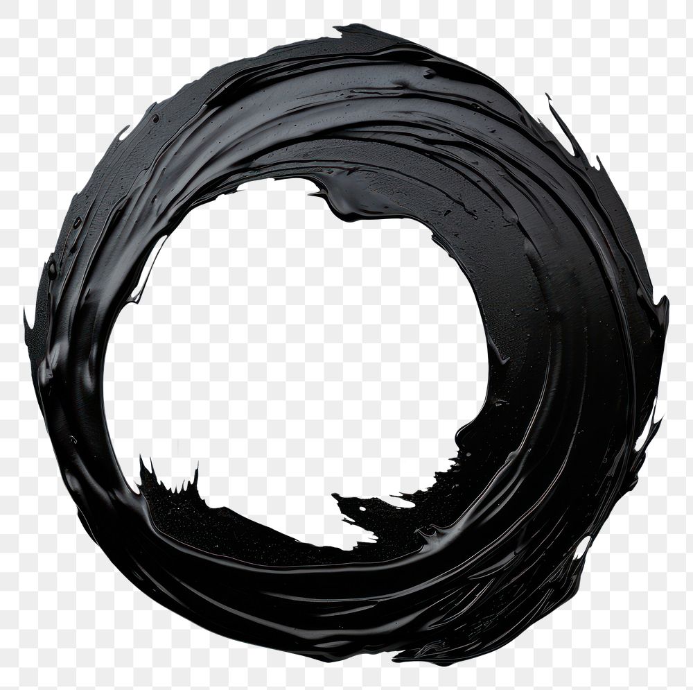 PNG  Flat black paint brushstroke circle white background abstract. AI generated Image by rawpixel.