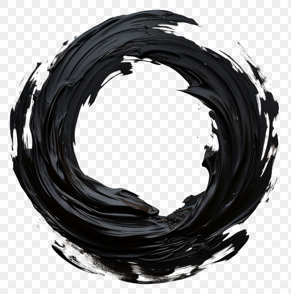 PNG  Flat black paint brushstroke circle white background concentric. AI generated Image by rawpixel.