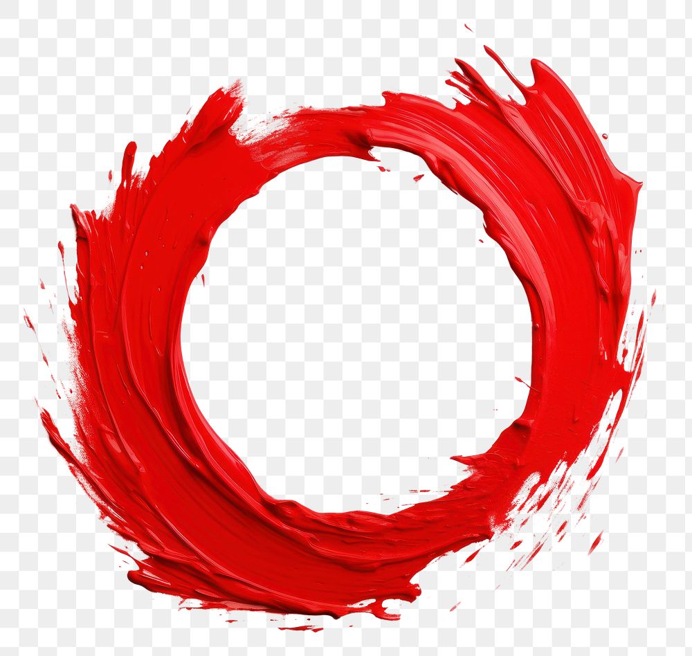 PNG  Flat red paint brushstroke circle white background splattered. AI generated Image by rawpixel.
