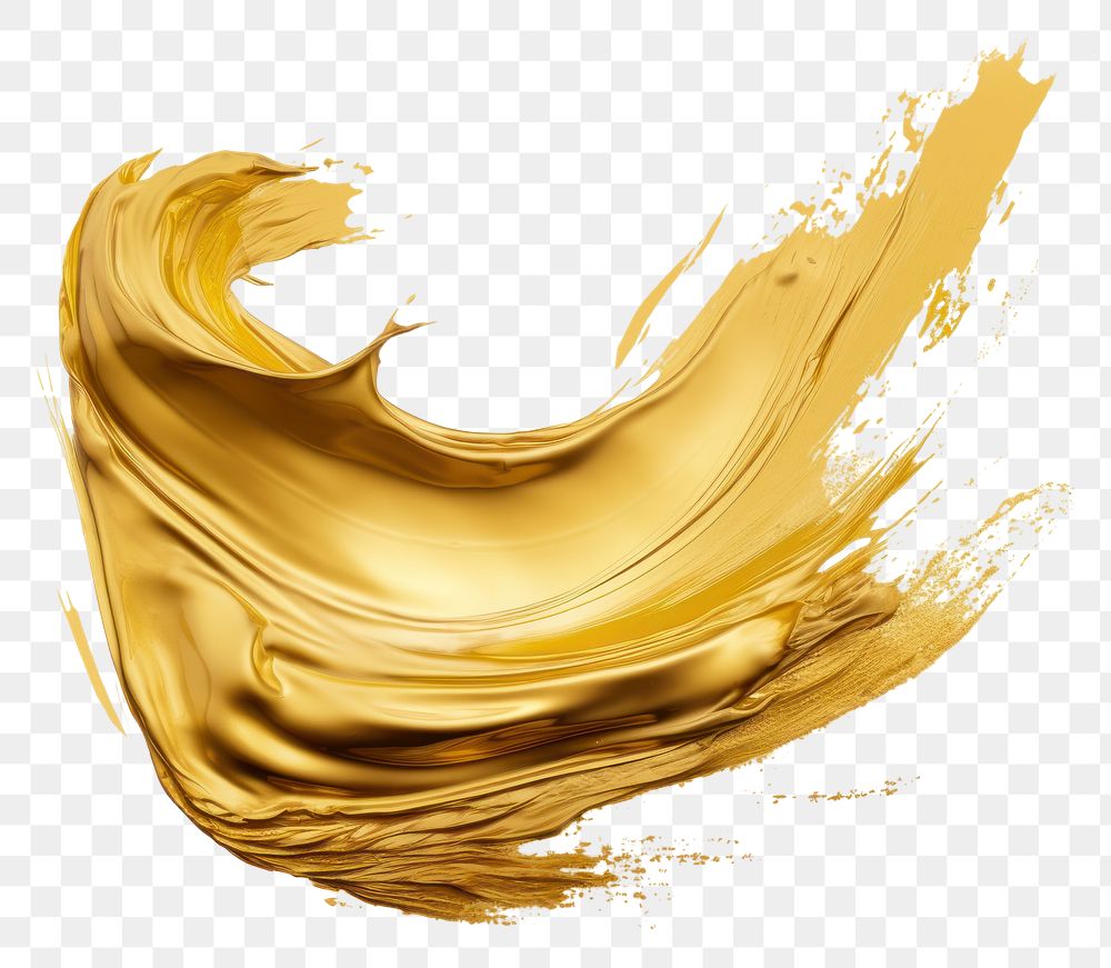 PNG  Gold brush stroke white background splattered abstract. AI generated Image by rawpixel.