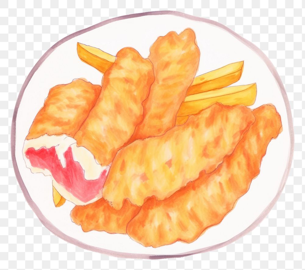 PNG  Fish and chips plate food meal. AI generated Image by rawpixel.