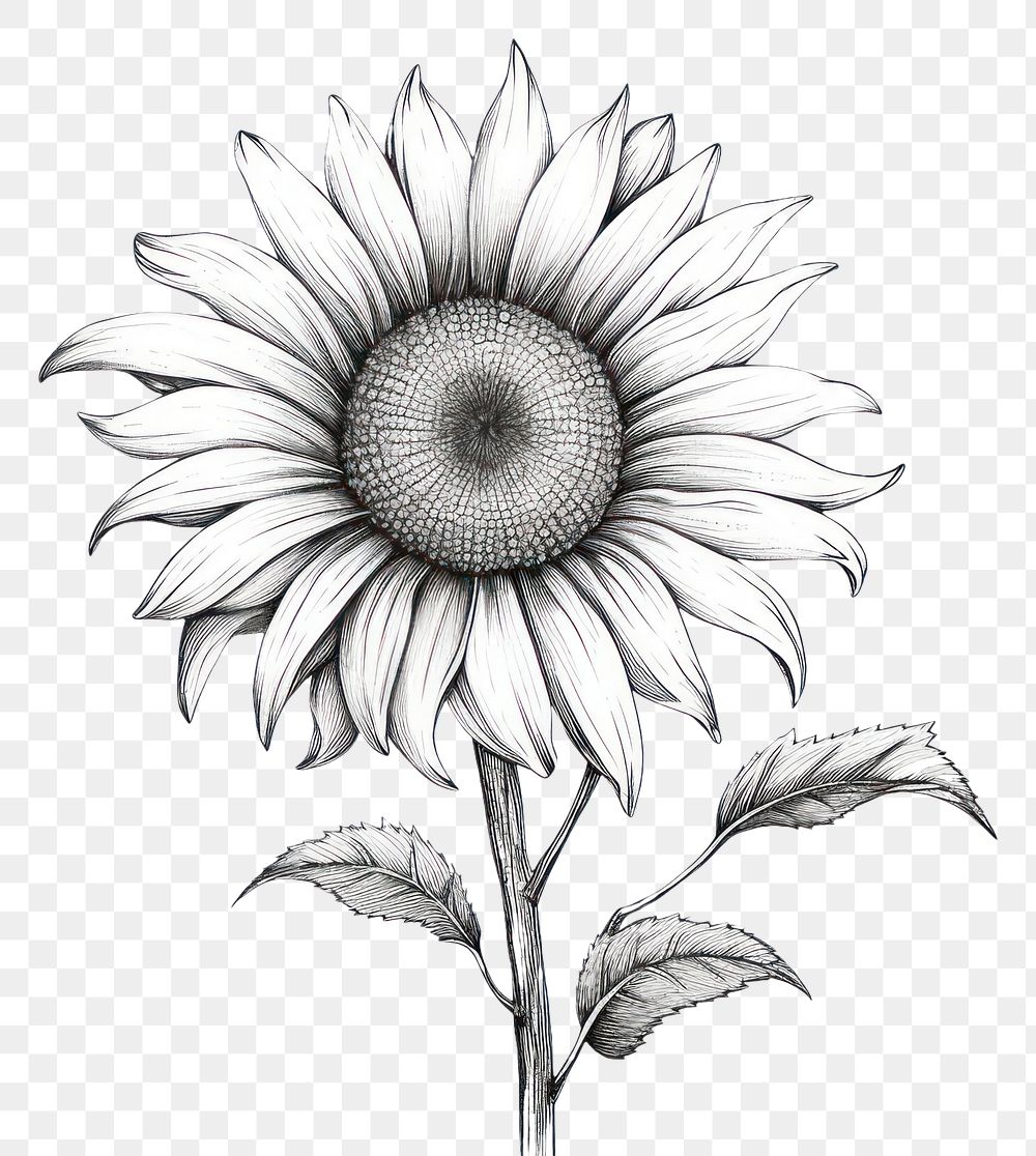 PNG  Sunflower drawing sketch plant. AI generated Image by rawpixel.