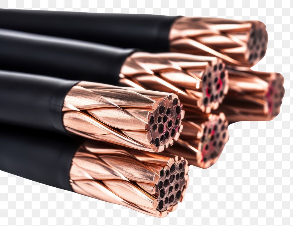 PNG  Four core armored cooper cable white background copper metal. AI generated Image by rawpixel.