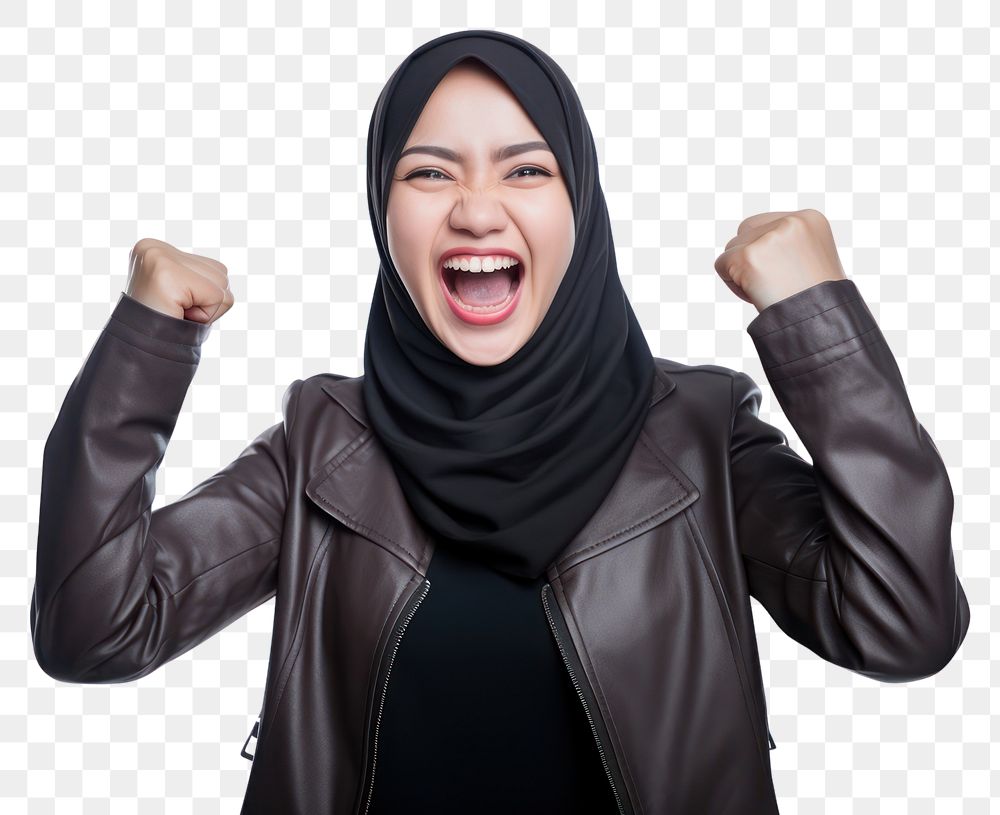 PNG Indonesian cheerful shouting laughing. AI generated Image by rawpixel.