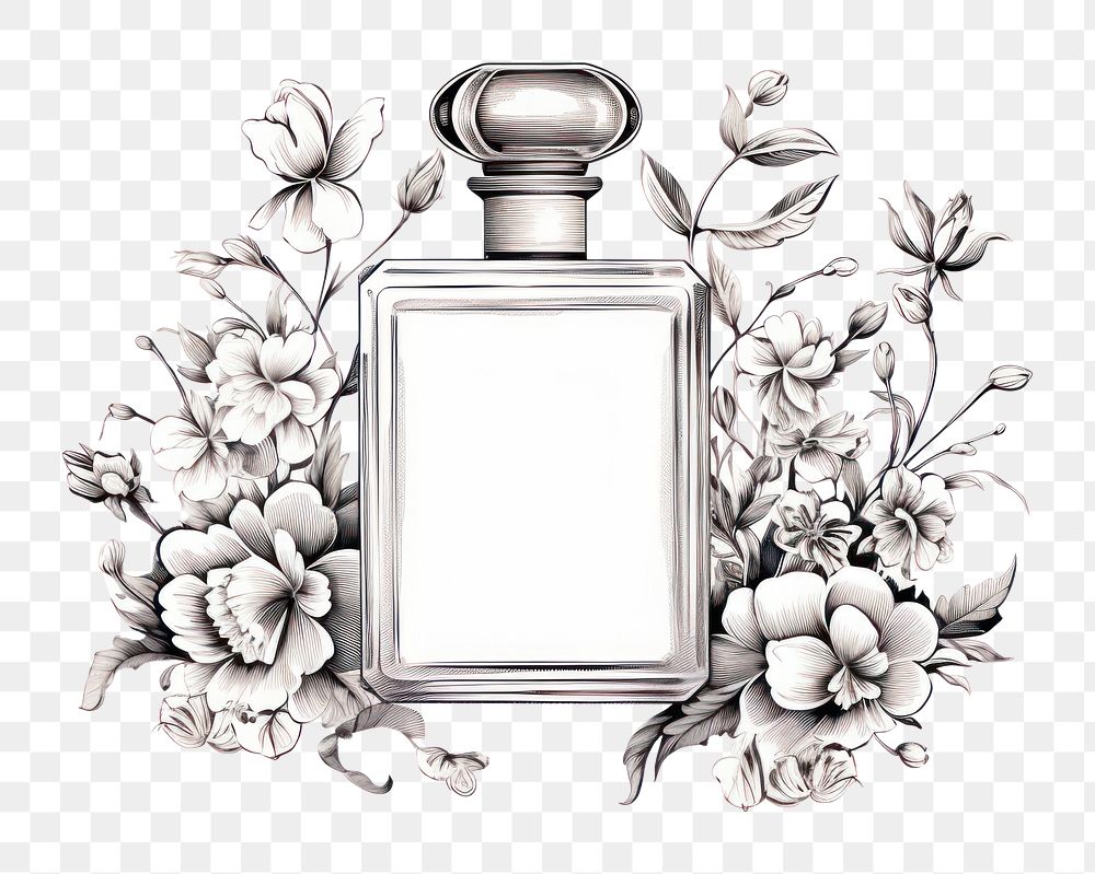 PNG Perfume cosmetics drawing bottle. AI generated Image by rawpixel.