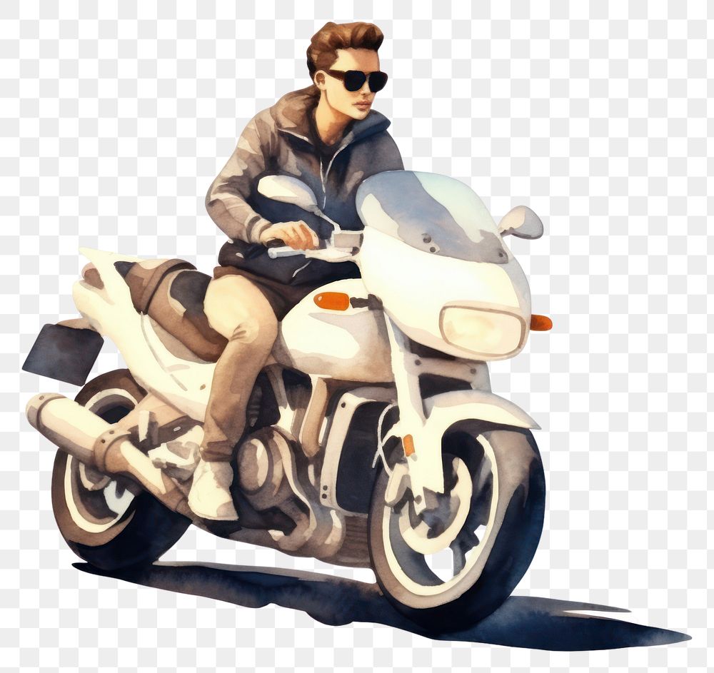 PNG Men wearing sunglasses motorcycle vehicle scooter. AI generated Image by rawpixel.
