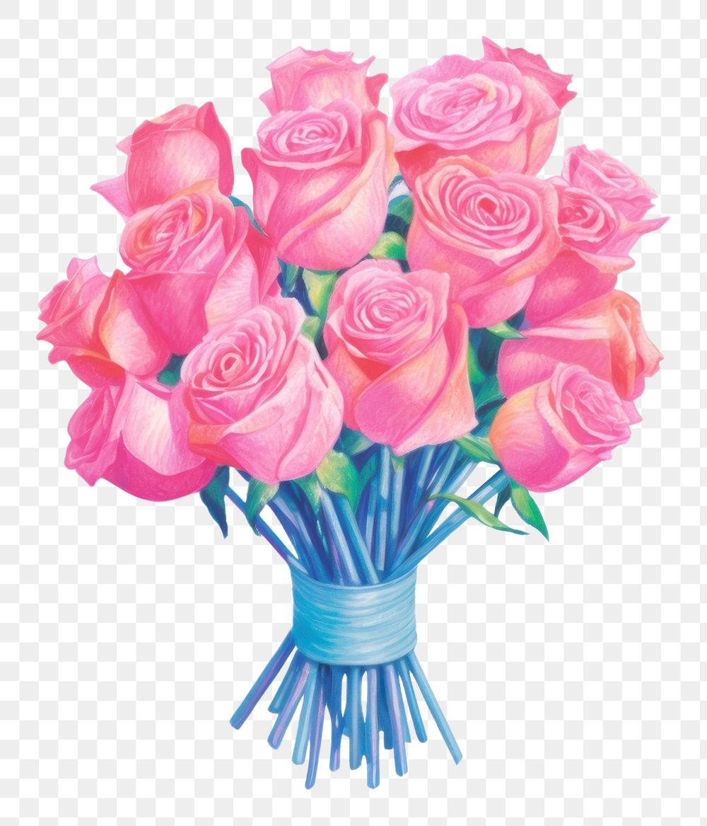 PNG Pink rose bouquet flower plant white background. AI generated Image by rawpixel.