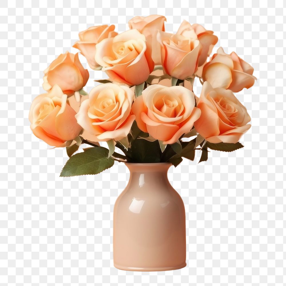 PNG Peach rose bouquet flower plant inflorescence. AI generated Image by rawpixel.