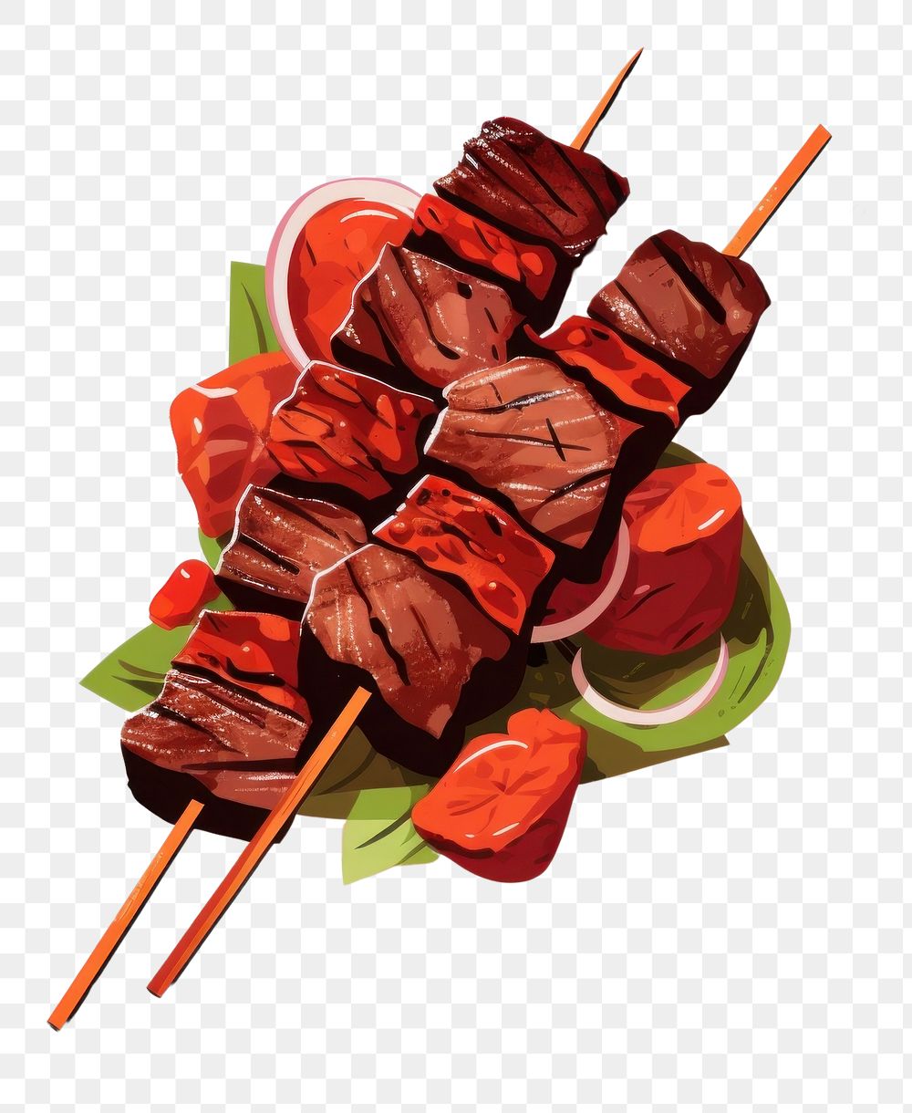 PNG  A beef barbeque food grilling white background. AI generated Image by rawpixel.