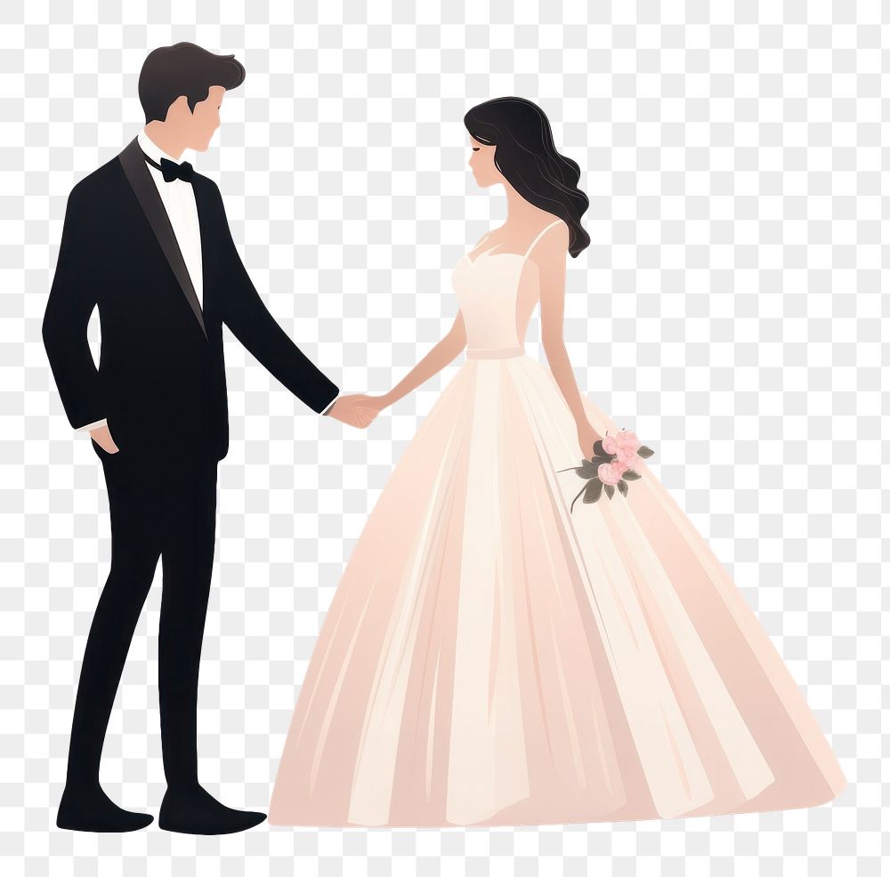 PNG A groom and bride holding hands wedding marriage fashion. AI generated Image by rawpixel.