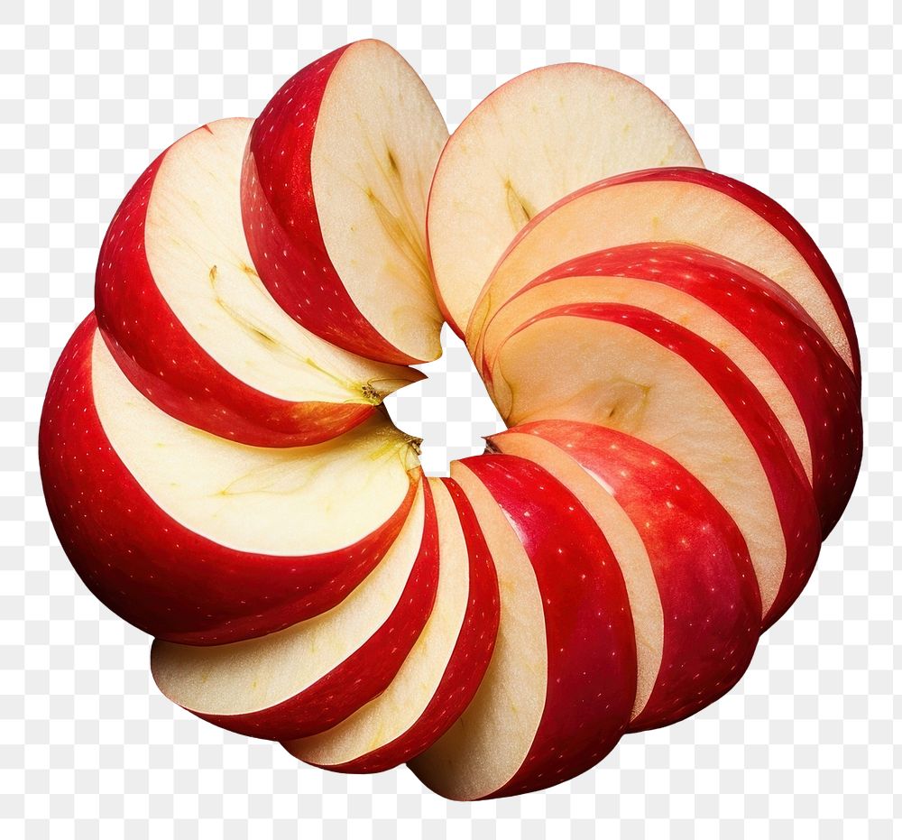 PNG Apple cut in slices fruit plant food. AI generated Image by rawpixel.