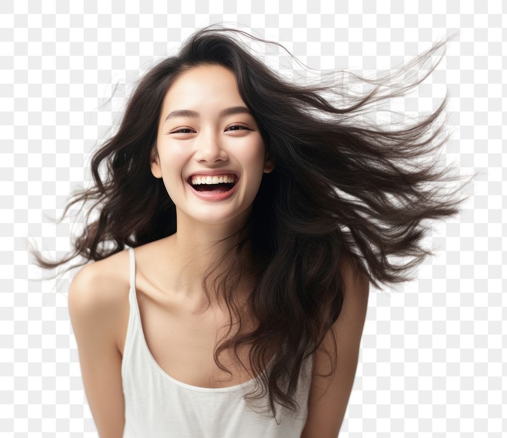 PNG Asian woman carefree laughing smile. AI generated Image by rawpixel.