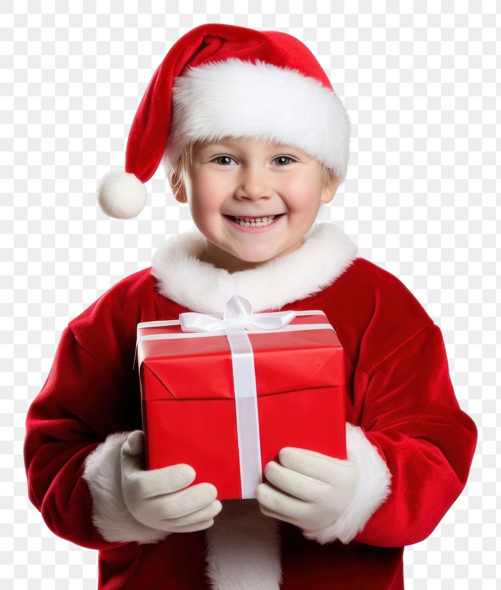 PNG Santa kids christmas holding gift. AI generated Image by rawpixel.