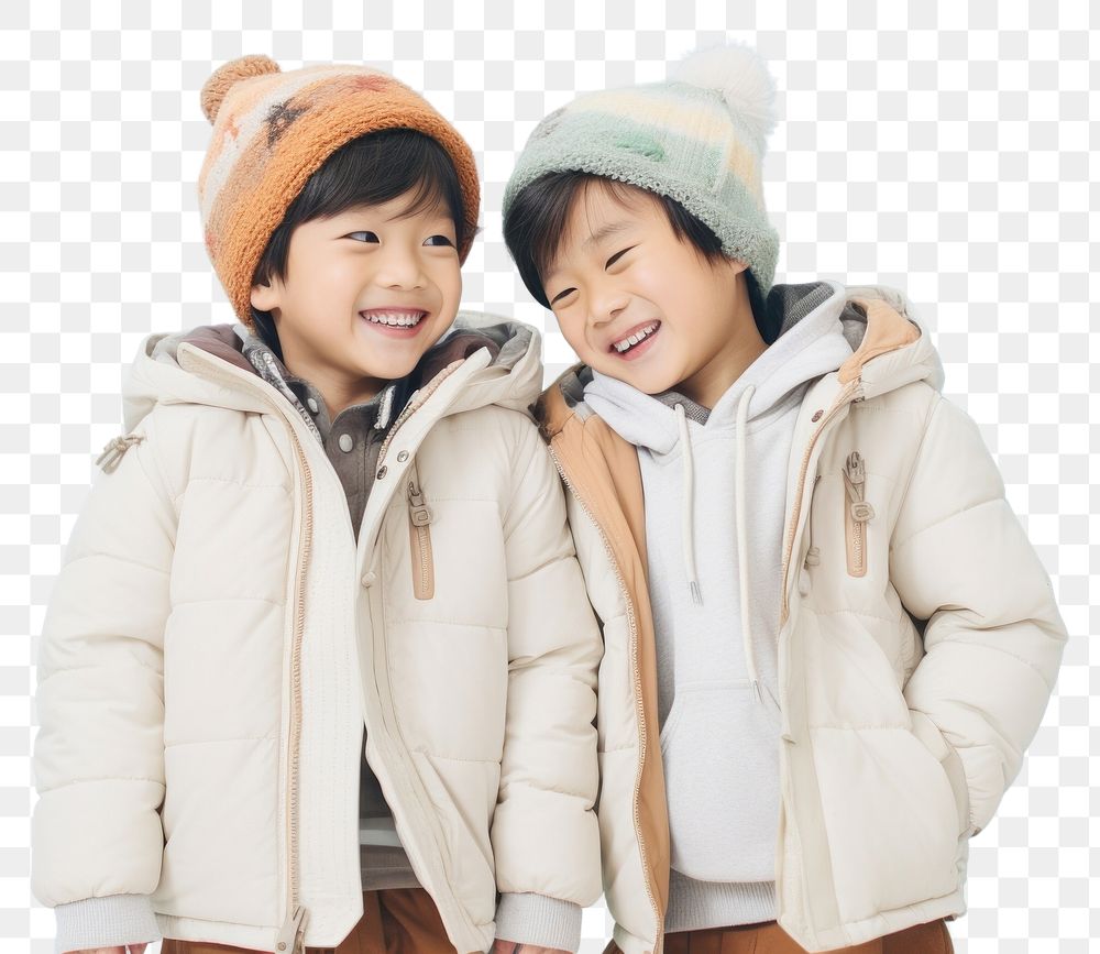 PNG Photo of Singaporean boys in winter clothes playing together sweatshirt portrait jacket. AI generated Image by rawpixel.