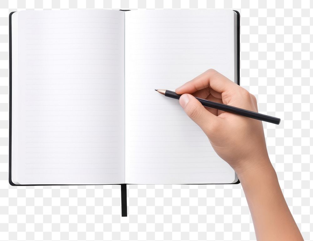 PNG  Hand writing a book diary pen white background. AI generated Image by rawpixel.